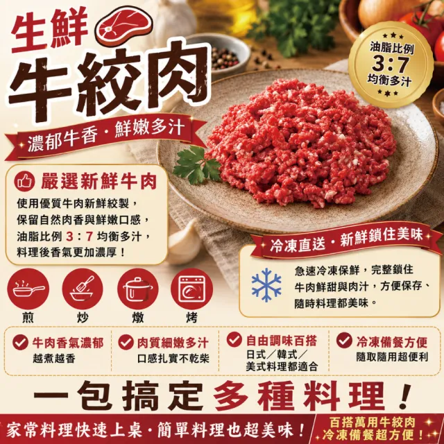 【約克街肉鋪】草飼背肩牛絞肉4包(200g±10%/包)