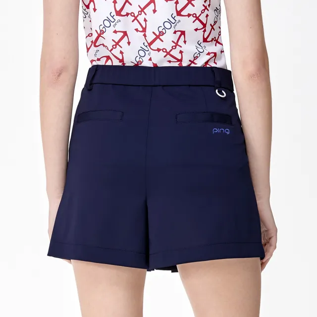 【PING】女款素面打折吸濕排汗高爾夫短褲-深藍(吸濕排汗/日本素材/GOLF/高爾夫短裙/RD24102-58)