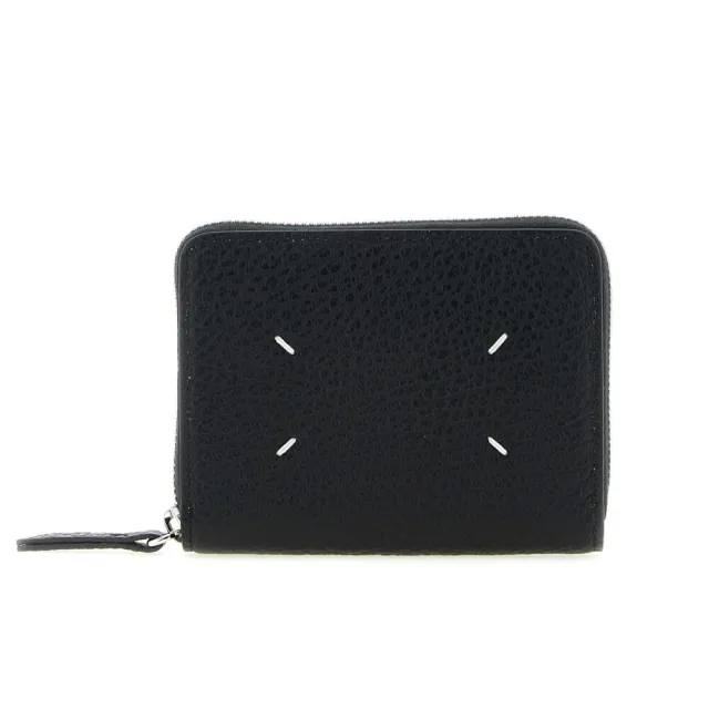 【Maison Margiela】Zip Small 四針 拉鍊 壓花小牛皮 卡夾 皮夾 短夾 零錢包 黑色 SA1UI0047P4455T8013