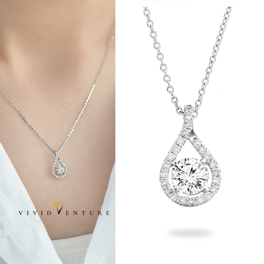 【Vividventure 亞帝芬奇】GIA 30分 DI1 3VG 八心八箭 天然鑽石 真鑽 項鍊 無限美好(14K金台)