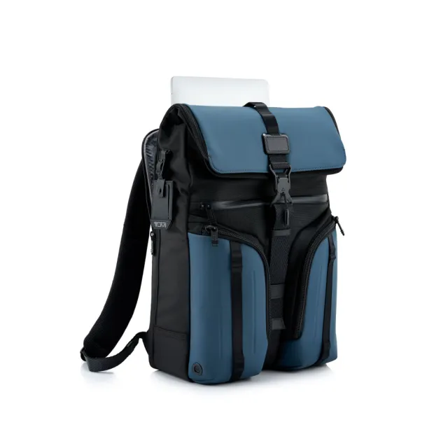 【TUMI】Alpha Bravo Surveillance 彈道尼龍翻蓋後背包 - 灰藍