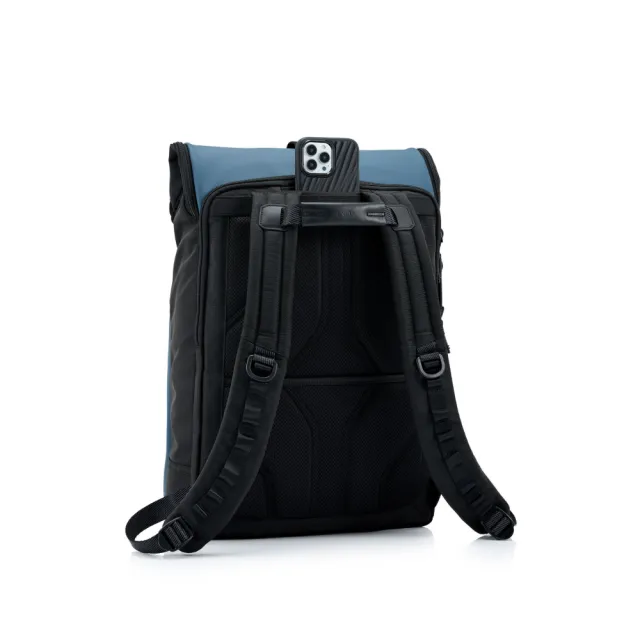 【TUMI】Alpha Bravo Surveillance 彈道尼龍翻蓋後背包 - 灰藍