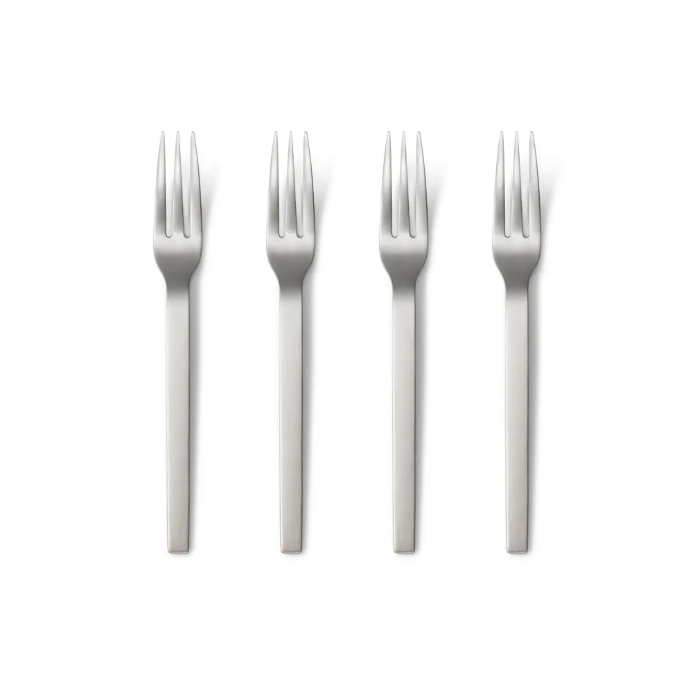 【ZWILLING 德國雙人】Minimale古典工業風甜點叉4件組-現代銀(德國雙人牌集團官方直營)