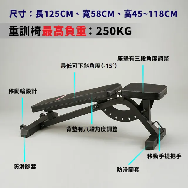 【Fitek】深蹲架／舉重架含調整型舉重椅 臥推架/臥推槓鈴架(重訓椅 1103C／蹲舉架／重訓架／附引體向上)