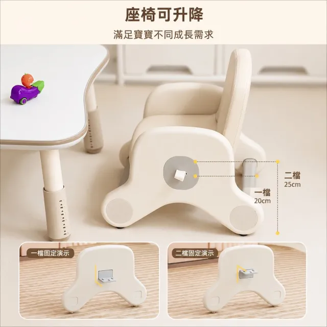 【kidus】120公分兒童桌椅組 PU皮包覆 柔軟舒適坐墊 一桌二椅 HS120BW+SF015*2(學習桌椅 繪畫桌椅)