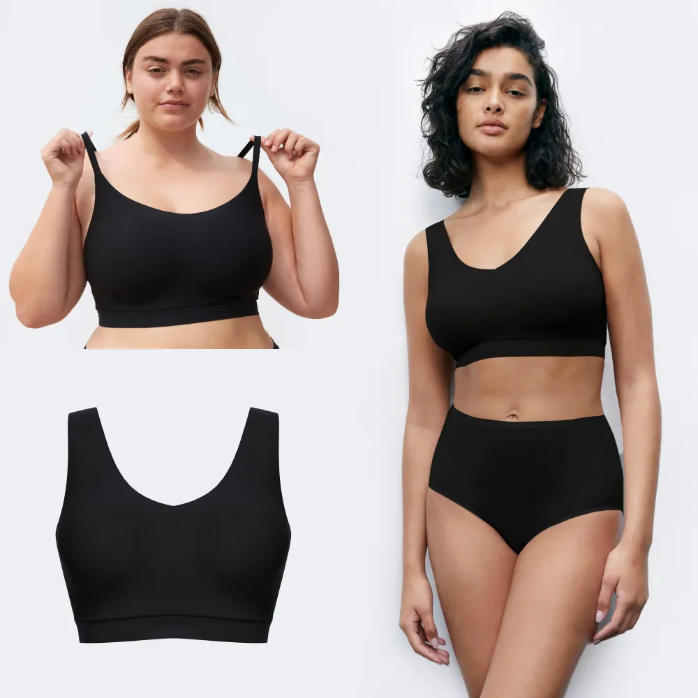 【Chantelle 仙黛爾】Soft Stretch.涼感無痕透氣V領Bralette輕運動內衣 XS-XXL 黑色.16A10_011(超強彈力)