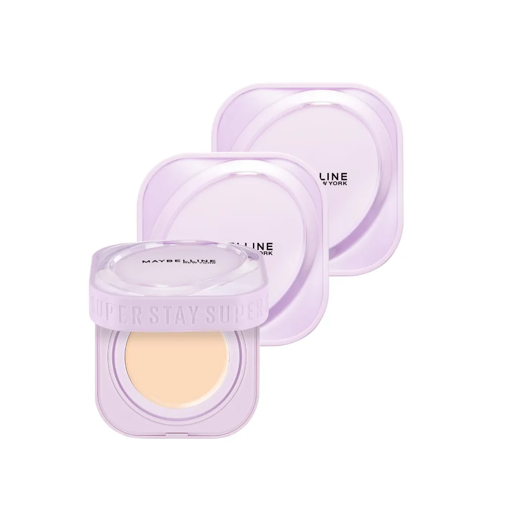 【MAYBELLINE 媚比琳】團購組!裸霧光無瑕氣墊水凝粉餅3入組(#小方塊)