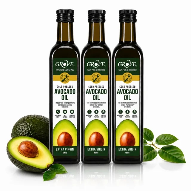 【GROVE 克羅福】紐西蘭第一品牌 Avocado Oil 頂級冷壓初榨酪梨油 500mlx3瓶