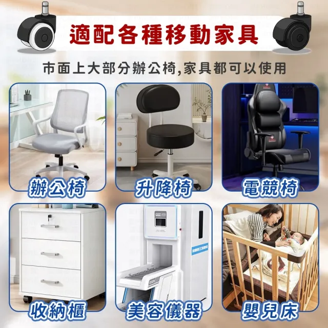 【愛Phone】PU輪 辦公椅輪子 煞車輪 靜音輪 電腦椅輪子 塑膠輪 推車輪 萬向滾輪 黏貼式萬向滑輪 滑輪 腳輪