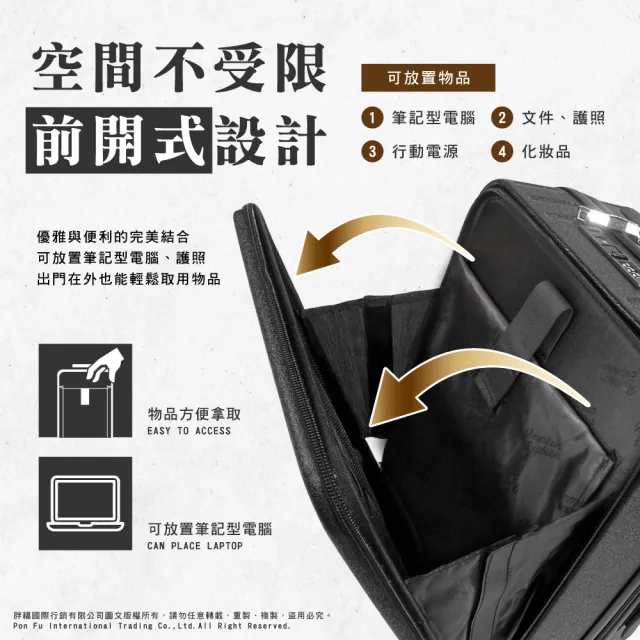 【American Explorer 美國探險家】20吋 前開行李箱 速達 TSA海關鎖 靜音輪 前開式 CF22 旅行箱 登機箱