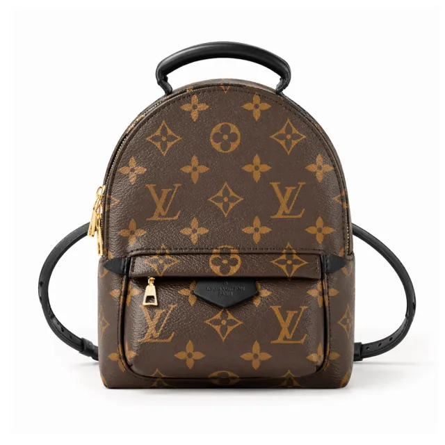【Louis Vuitton 路易威登】Palm Springs Mini 帆布印花迷你後背包(黑X棕)