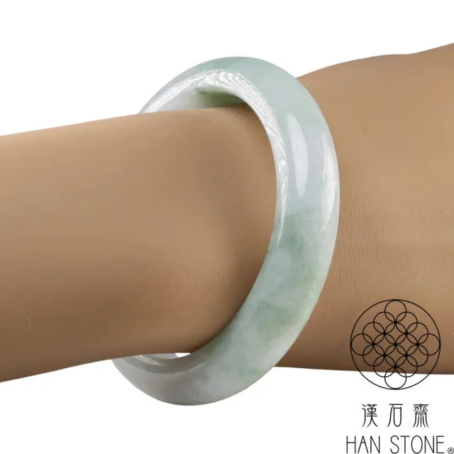 【漢石齋】天然翡翠A貨 手鐲玉鐲 細糯種飄花帶黃翡 福 利 品(手圍16.3/ 版寬12.1mm)