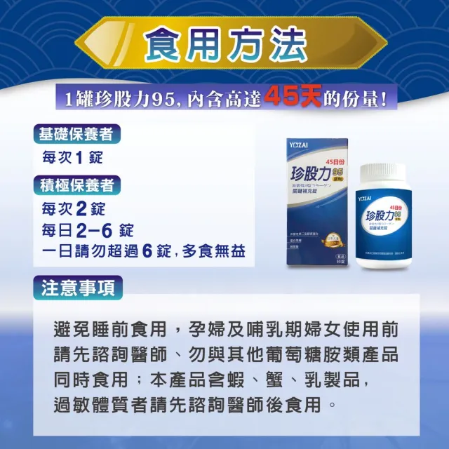【悠哉美健】珍股力95(日本鮭魚萃取/蛋白聚醣/專利ACII/非變性二型膠原蛋白/MSM/酵母鋅/ 90粒x3入組)