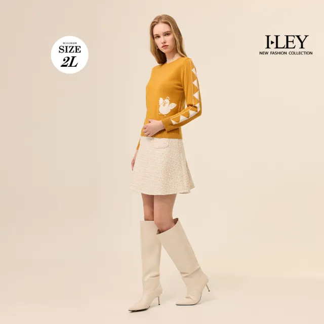 【ILEY 伊蕾】小雞緹織羊毛針織上衣(黃；M-2L；1254175011)