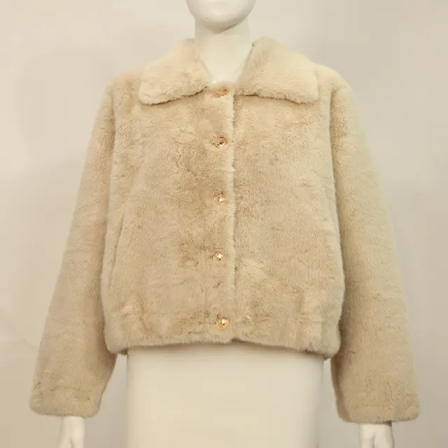 【ILEY 伊蕾】仿麂皮內裡皮草外套(杏；M-XL；1254614604)