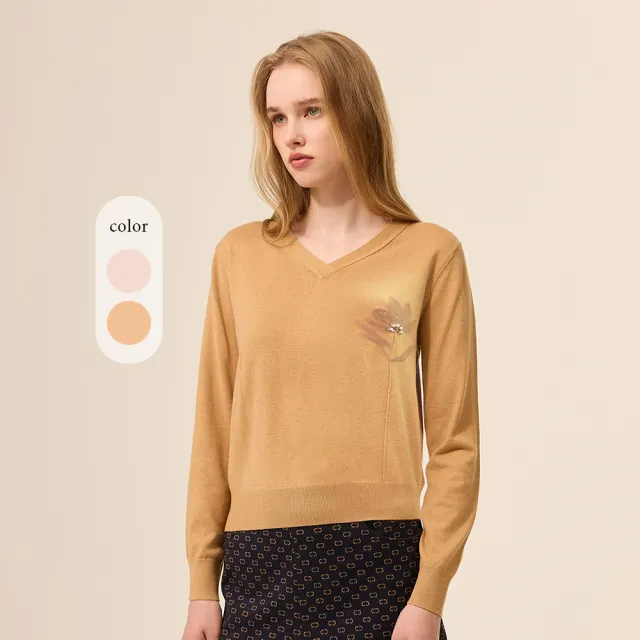 【ILEY 伊蕾】簡約V領羊毛針織上衣(兩色；M-XL；1254515011)