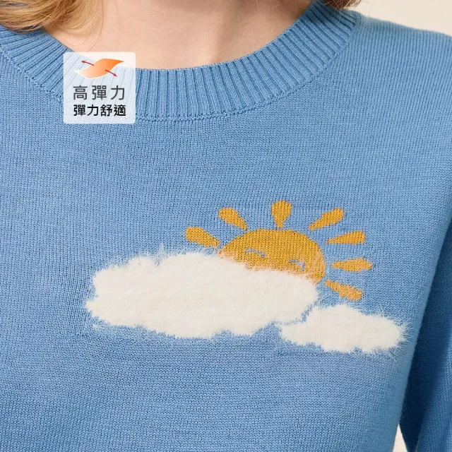 【ILEY 伊蕾】立體提織刺繡羊毛針織上衣(藍；M-XL；1254175010)