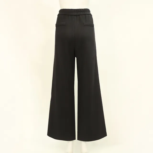 【ILEY 伊蕾】厚磅縲縈毛呢寬直筒褲(黑；M-2L；1254316549)