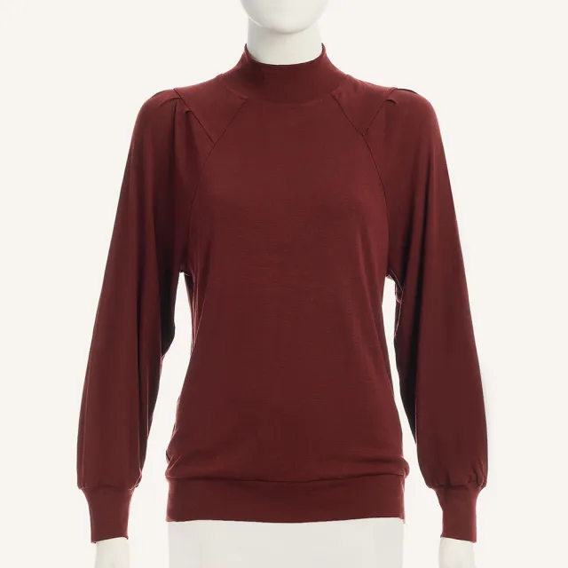 【ILEY 伊蕾】輕暖拉克蘭羊毛內搭上衣(深紅；M-XL；1253491302)