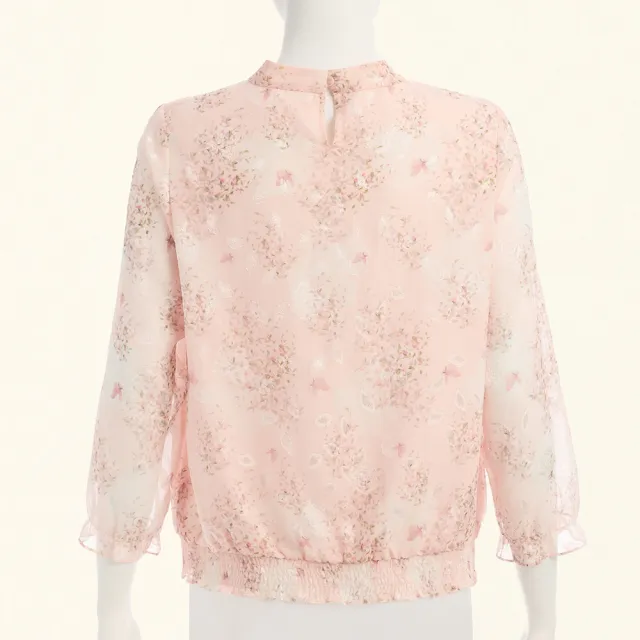 【ILEY 伊蕾】花卉燒花印花雪紡上衣(粉；M-XL；1253071453)