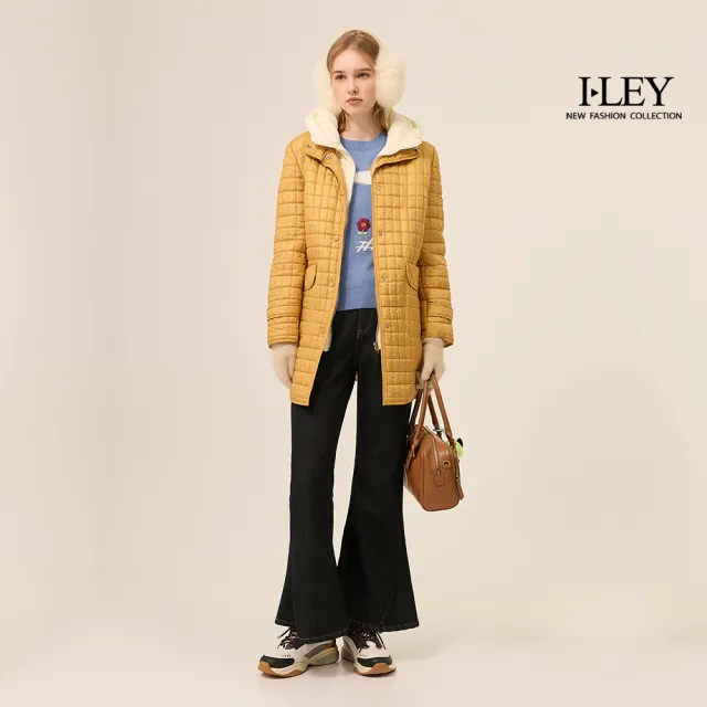 【ILEY 伊蕾】顯瘦中腰棉質喇叭牛仔褲(深藍；M-XL；1253268613)