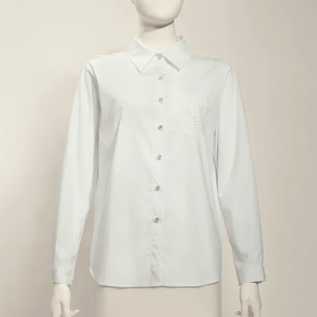【ILEY 伊蕾】美背縷空蕾絲棉質襯衫(白；M-XL；1253611501)