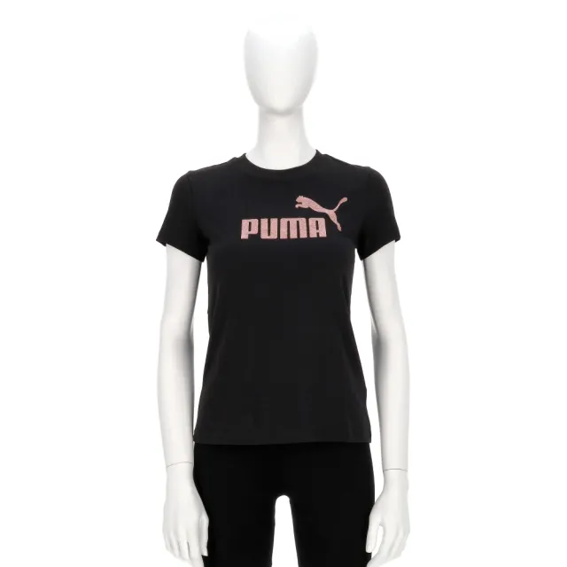 【PUMA】基本系列 Ess Metallic 女款 黑色 亞規 Logo T恤 運動 休閒 短袖 69445501