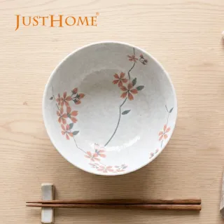 【Just Home】日本製美濃燒櫻花陶瓷6.5吋麵碗(可微波 碗 碗盤 麵碗 湯碗 丼碗)