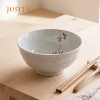 【Just Home】日本製美濃燒櫻花陶瓷6.5吋麵碗(可微波 碗 碗盤 麵碗 湯碗 丼碗)
