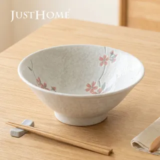 【Just Home】日本製美濃燒櫻花陶瓷麵碗3件組-6.5吋/7.5吋可選(可微波 碗 碗盤 麵碗 湯碗 丼碗)