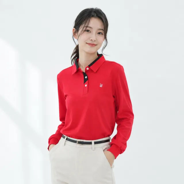 【遊遍天下】MIT台灣製女款抗UV吸濕排汗長袖POLO衫(M-5L 大尺碼)