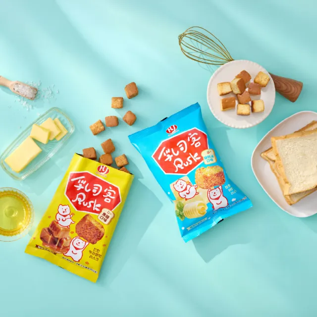 【華元】乳司客 Rusk 鹽奶油 焦糖口味 80g 韓國原裝進口 吐司餅乾 麵包餅乾 零食 中秋烤肉送禮