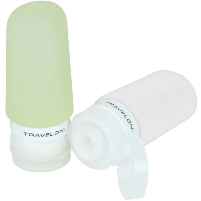 【Travelon】美國 旅行分裝瓶 小綠白2入 / 沐浴乳 洗髮精 乳液瓶 保養品空瓶 出國