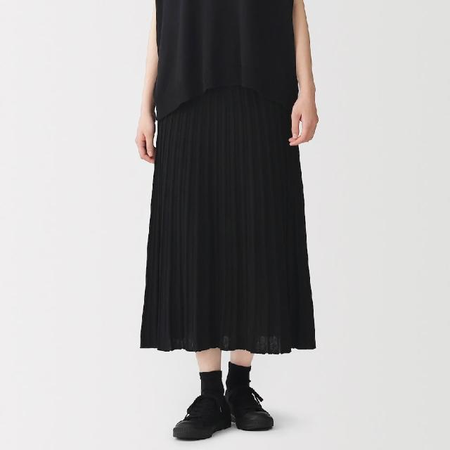 【MUJI 無印良品】女柔滑針織喇叭裙(黑色/煙燻棕/深棕)