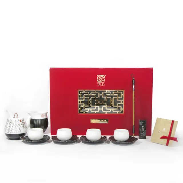 【TALES 神話言】自敘酌墨-自敘帖品茗茶具組4人-1壺1茶海4杯4碟(文創 禮品 禮物 收藏)