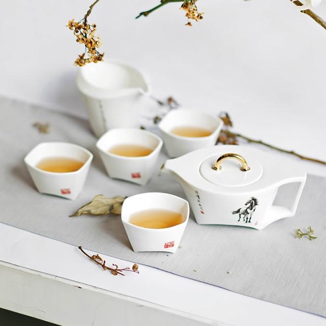【TALES 神話言】臨風駿馬-馬鞍壺茶具組-1壺1茶海4杯(文創 禮品 禮物 收藏)