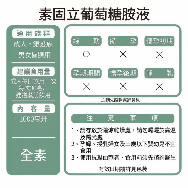 【草本之家】素固立素葡萄糖胺液3入組(1000ml/瓶)(植物性葡萄糖胺.本多酸鈣.貓爪藤..乳油木果.山竹.薑黃)