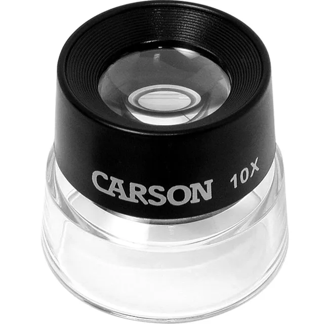 【CARSON 卡薾紳】美國 Lumi 杯式專業放大鏡 10x附測量板 / 珠寶 錢幣 材質 輔助閱讀