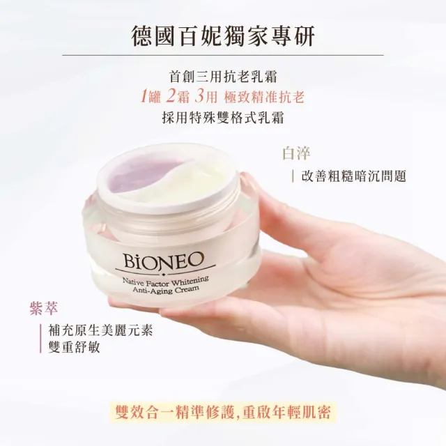 【Bioneo 德國百妮】原生美麗逆時抗老霜50mlX2(保濕 亮白 抗老)