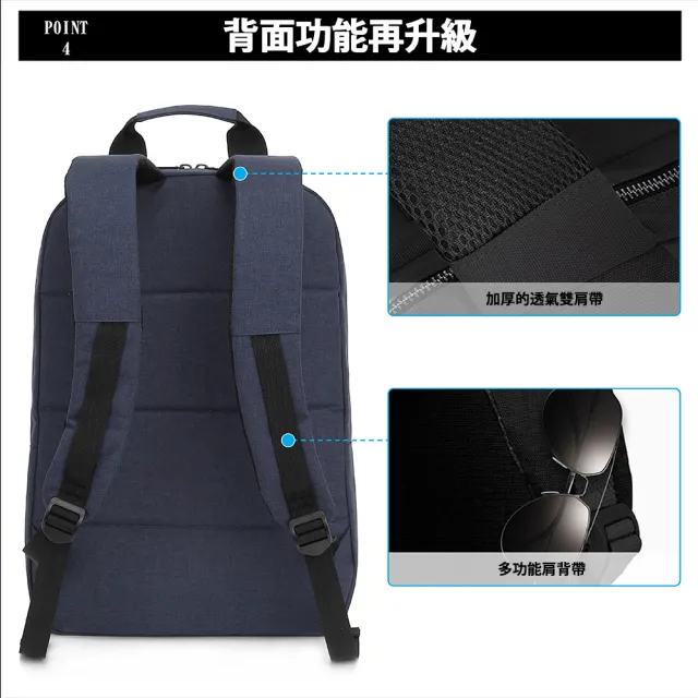 【PC Park】16吋 簡約雙肩包 藍色 電腦後背包 商務背包 (PB-01)