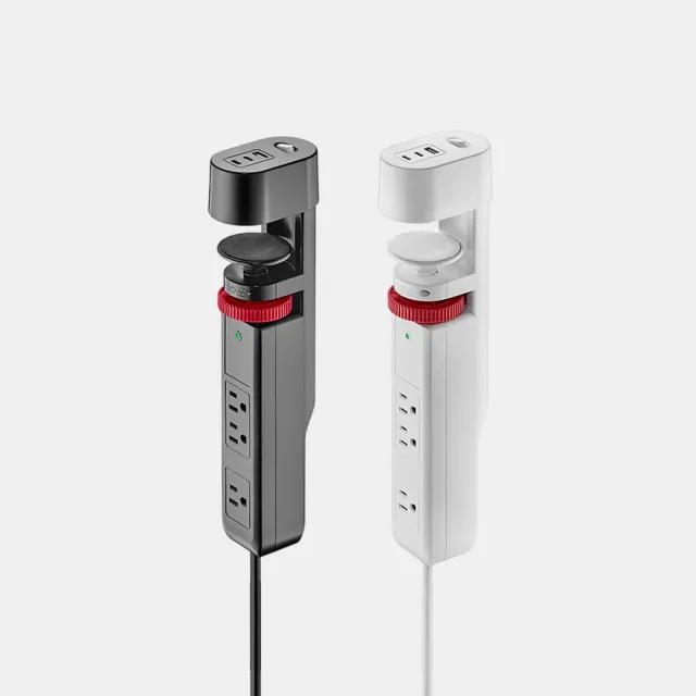 【FUNTE】電動升降桌專用｜桌下型夾式隱藏延長線 - 3插USB+TypeC 兩色可選