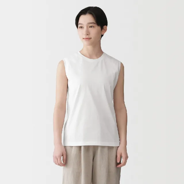 【MUJI 無印良品】女天竺無袖T恤(白色/灰色/黑色/磚紅)