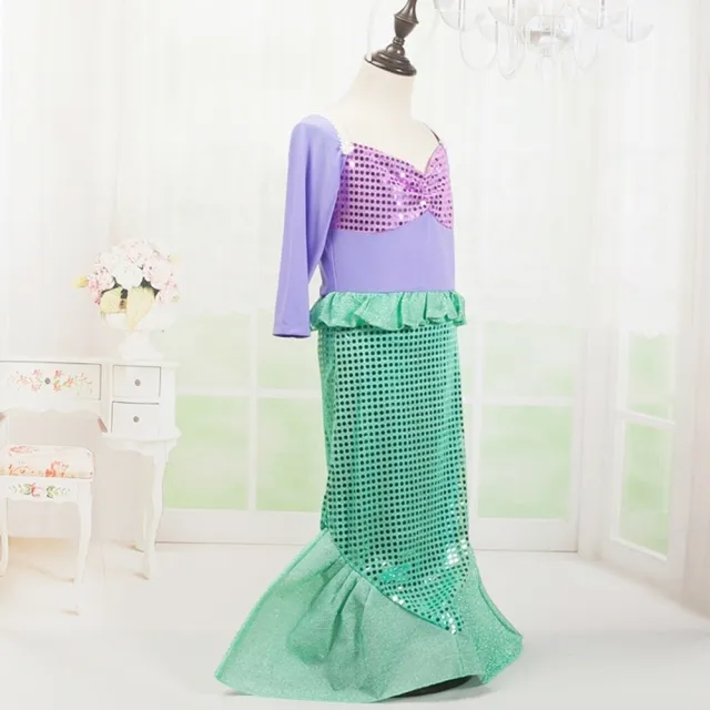 【橘魔法】美人魚洋裝+貝殼髮箍 套裝 大童 女童 兒童 童裝 萬聖節服飾 造型服 小美人魚 角色扮演 表演 話劇