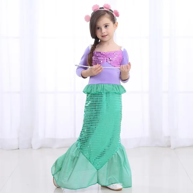 【橘魔法】美人魚洋裝+貝殼髮箍 套裝 大童 女童 兒童 童裝 萬聖節服飾 造型服 小美人魚 角色扮演 表演 話劇