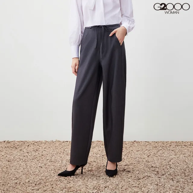 【G2000】女款 舒適休閒綁帶寬褲-石灰色(5626507095)