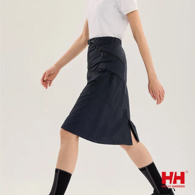 【Helly Hansen】女 寬版 大口袋 防曬 防風 A字裙 半身裙 工裝裙 黑 沙色 卡其