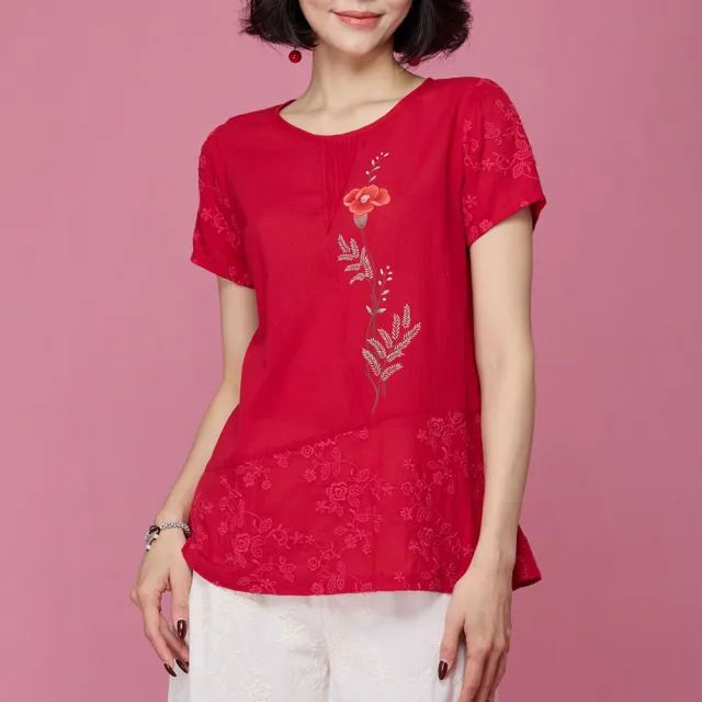 【古典美】63095 手繪刺繡顯瘦上衣