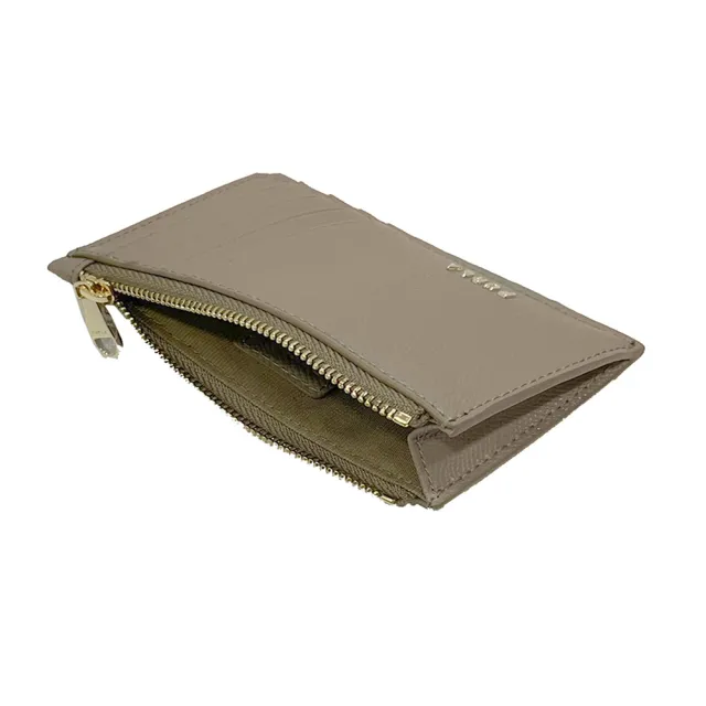 【FURLA 芙拉】WP00414 法國經典防刮牛皮金扣拉鍊名片夾零錢包(灰色)