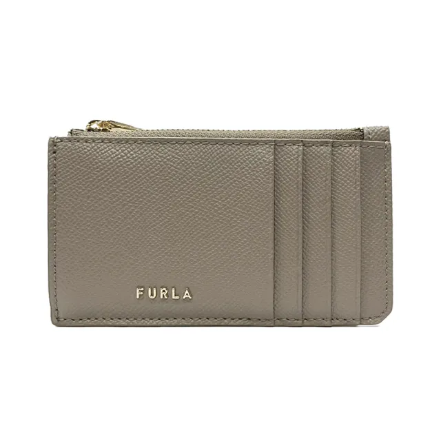 【FURLA 芙拉】WP00414 法國經典防刮牛皮金扣拉鍊名片夾零錢包(灰色)