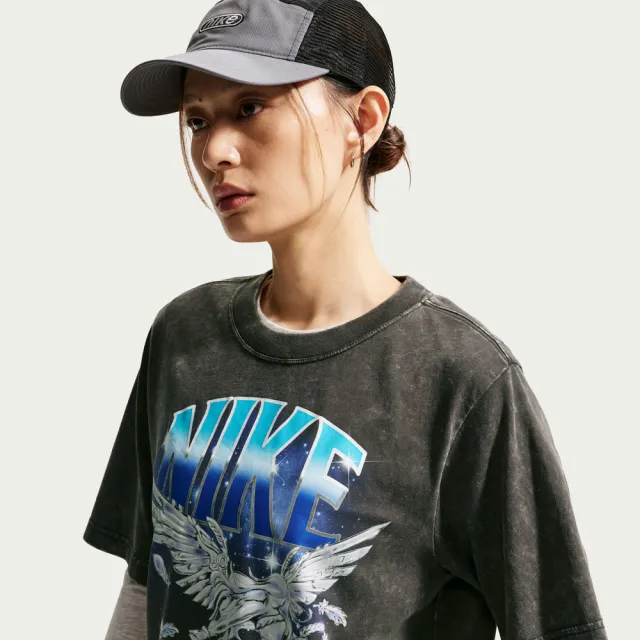 【NIKE 耐吉】短袖上衣 女 T恤 寬鬆 復古水洗 AS W NSW RETRO FLAIR TEE 灰 IW1198-060